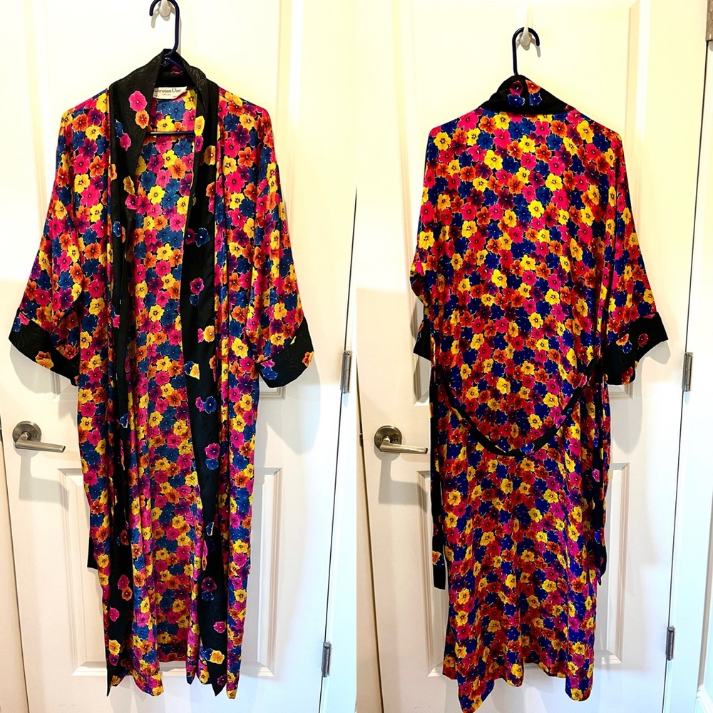 Vintage Christian Dior Silky Floral Robe